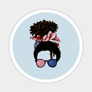 Afro American Woman hair with usa colors, Messy Hair Magnet